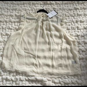 NWT high collar, sheer, cream, Who What Wear top. Sz 3x